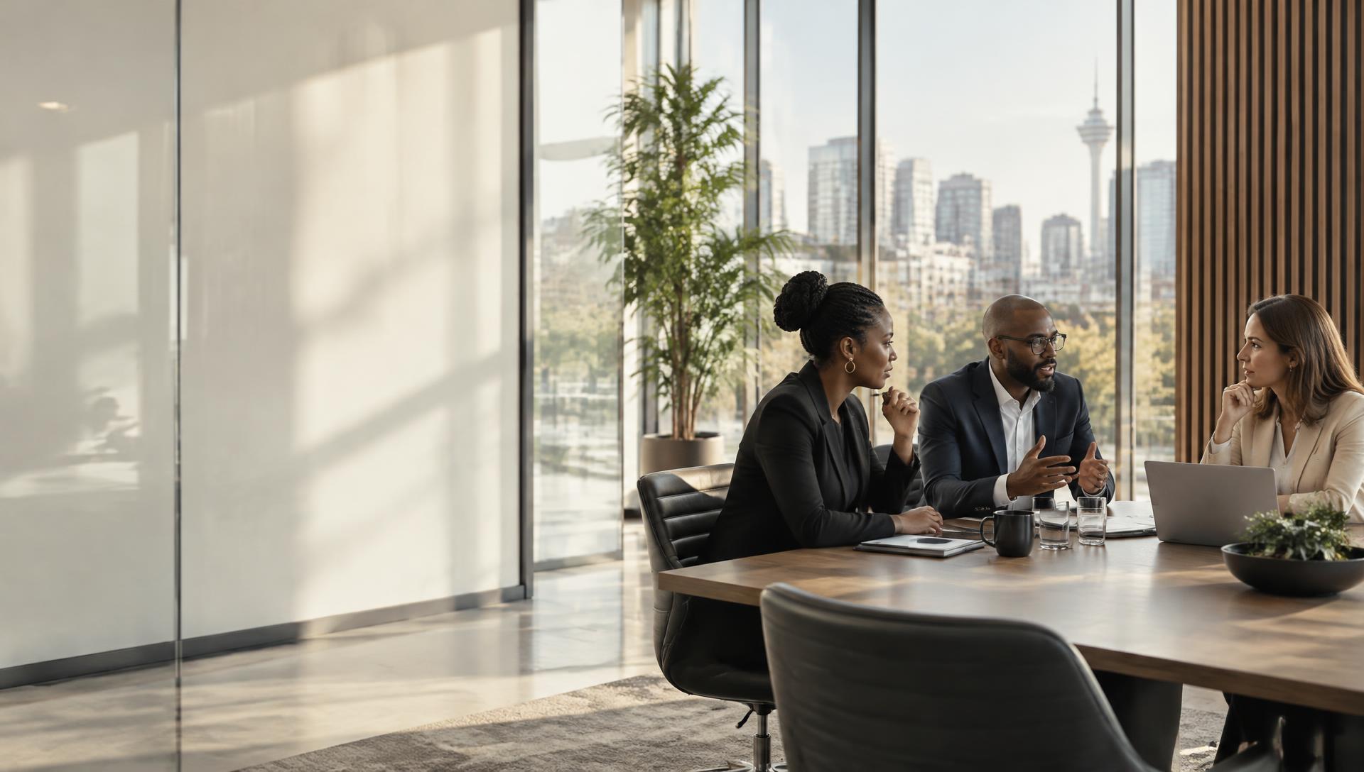South African business professionals in a thoughtful workplace conversation